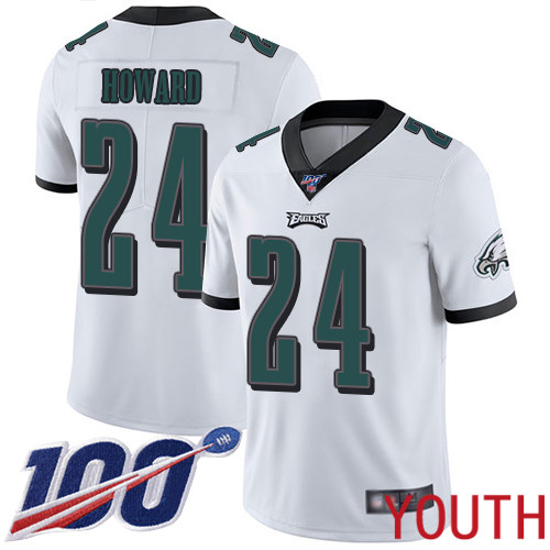 Youth Philadelphia Eagles #24 Jordan Howard White Vapor Untouchable NFL Jersey Limited Player Season->youth nfl jersey->Youth Jersey